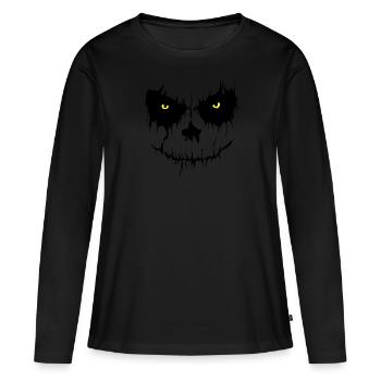 Mauvais visage - T-shirt manches longues Premium bio Femme - noir - Devant - Julia (174cm)