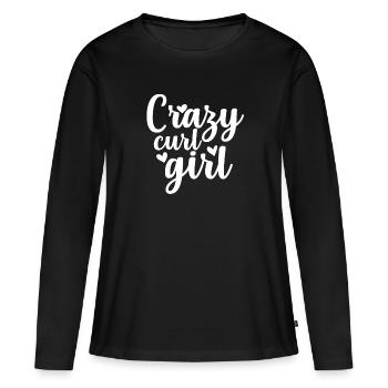 Cadeau de cheveux bouclés Je boucle des dictons de coiffure - T-shirt manches longues Premium bio Femme - noir - Devant - Julia (174cm)