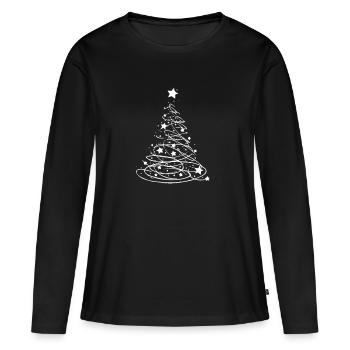 Sapin de Noël / design évolutif pour Noël - T-shirt manches longues Premium bio Femme - noir - Devant - Julia (174cm)