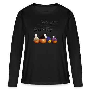 Nous sommes famille - T-shirt manches longues Premium bio Femme - noir - Devant - Julia (174cm)