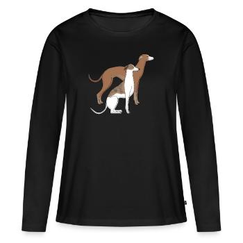 Deux whippets - T-shirt manches longues Premium bio Femme - noir - Devant - Julia (174cm)