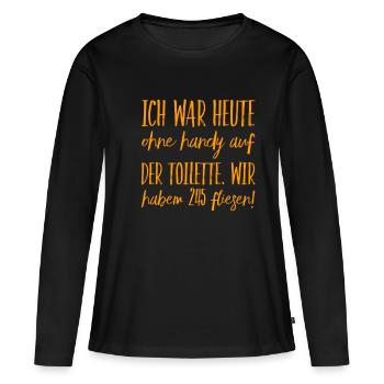 Langeweile auf der Toilette - Frauen Premium Bio Langarmshirt - Schwarz - Vorne - Julia (174cm)