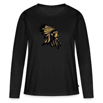 Tête amérindienne Amérindienne - T-shirt manches longues Premium bio Femme - noir - Devant - Julia (174cm)