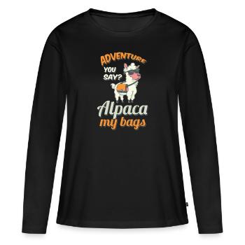 Aventure aventure voyage backpacker camping - T-shirt manches longues Premium bio Femme - noir - Devant - Julia (174cm)