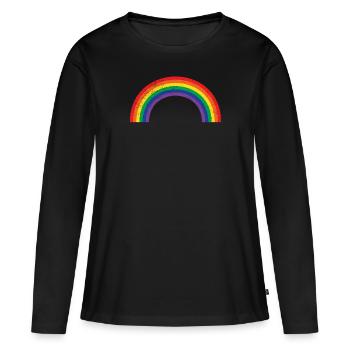 rainbow regenbogen - Frauen Premium Bio Langarmshirt - Schwarz - Vorne - Julia (174cm)