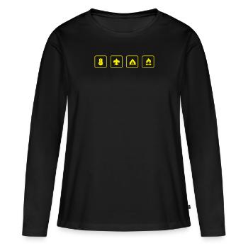 scout - T-shirt manches longues Premium bio Femme - noir - Devant - Julia (174cm)