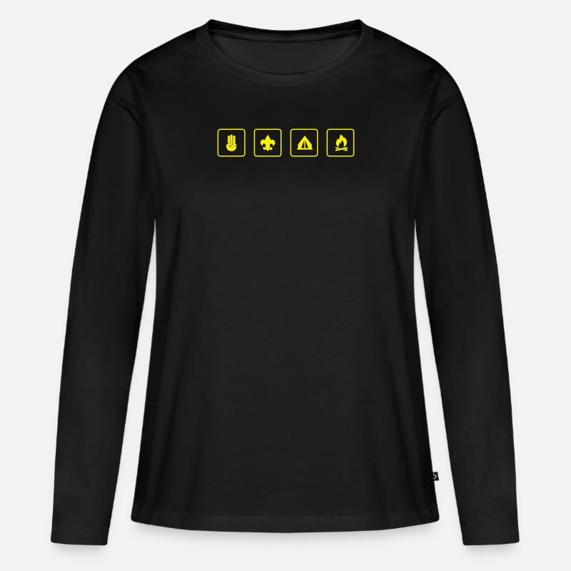 Pfadfinder - Frauen Premium Bio Langarmshirt - Schwarz