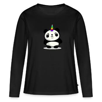Panda Licorne - T-shirt manches longues Premium bio Femme - noir - Devant - Julia (174cm)