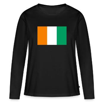 Idée cadeau drapeau Côte d'Ivoire - T-shirt manches longues Premium bio Femme - noir - Devant - Julia (174cm)