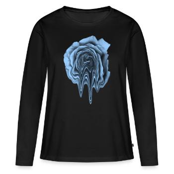 blaue Rose flüssige Blume Geschenkidee Frau - Frauen Premium Bio Langarmshirt - Schwarz - Vorne - Julia (174cm)