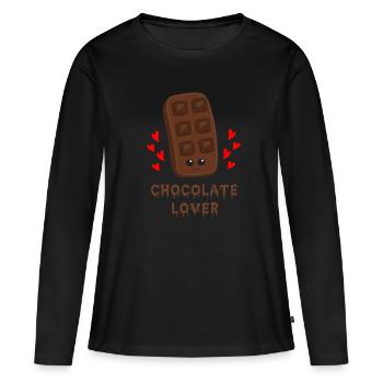 Chocolat - T-shirt manches longues Premium bio Femme - noir - Devant - Julia (174cm)