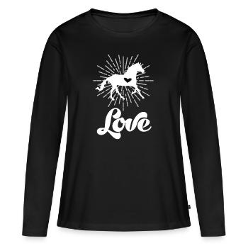 Pferd mit Herz Reiterin Pferde Pferdestall Reiten - Frauen Premium Bio Langarmshirt - Schwarz - Vorne - Julia (174cm)