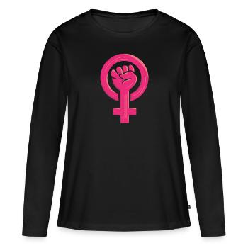 féminisme - T-shirt manches longues Premium bio Femme - noir - Devant - Julia (174cm)