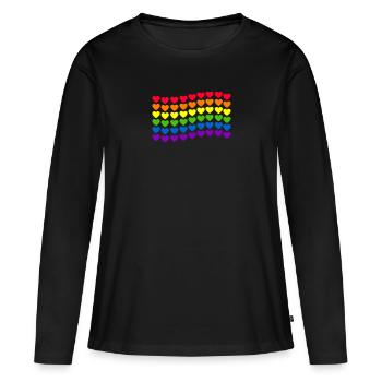 Drapeau arc-en-ciel LGBT - T-shirt manches longues Premium bio Femme - noir - Devant - Julia (174cm)