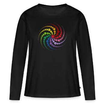 Hundepfote - Frauen Premium Bio Langarmshirt - Schwarz - Vorne - Julia (174cm)