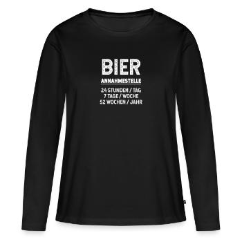 bier, saufen, alkohol, geschenkidee, sprüche - Frauen Premium Bio Langarmshirt - Schwarz - Vorne - Julia (174cm)