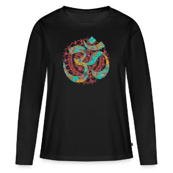 Namaste Om - T-shirt manches longues Premium bio Femme - noir - Devant - Julia (174cm)