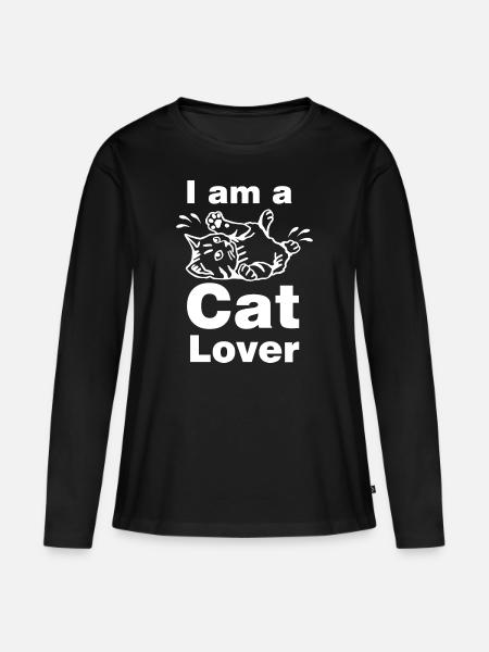 Katzenliebhaber / Katzenfreund - Frauen Premium Bio Langarmshirt - Schwarz
