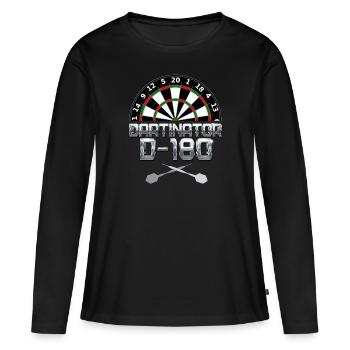 Darts Dartinator D-180 One hundred Eighty Sport - Frauen Premium Bio Langarmshirt - Schwarz - Vorne - Julia (174cm)