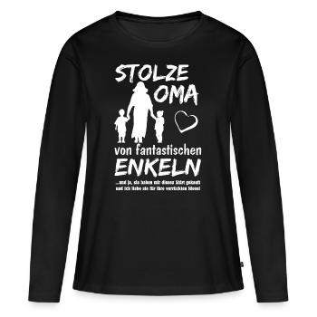 Stolze Oma Enkelkinder - Frauen Premium Bio Langarmshirt - Schwarz - Vorne - Julia (174cm)