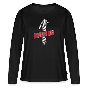 Barber Barbershop Barber Barbe - T-shirt manches longues Premium bio Femme - noir - Devant - Julia (174cm)