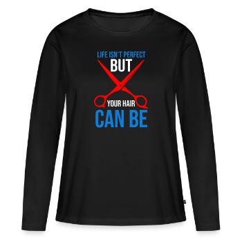 Barber Barbershop Barber Barbe - T-shirt manches longues Premium bio Femme - noir - Devant - Julia (174cm)