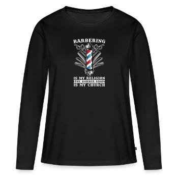Barber Barbershop Barber Barbe - T-shirt manches longues Premium bio Femme - noir - Devant - Julia (174cm)