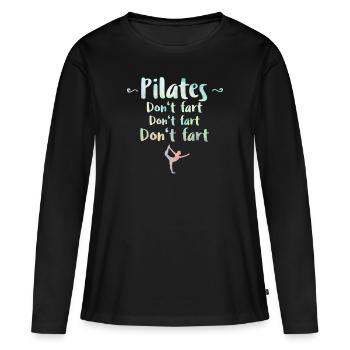 Pilates - T-shirt manches longues Premium bio Femme - noir - Devant - Julia (174cm)