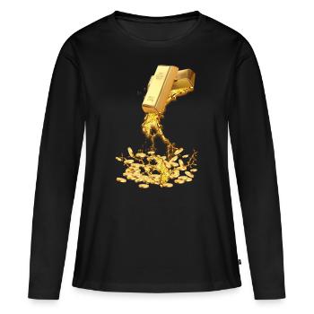 Melting Gold - T-shirt manches longues Premium bio Femme - noir - Devant - Julia (174cm)