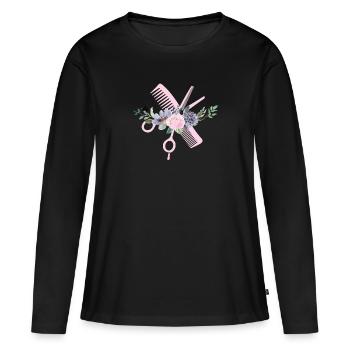 Coiffeur coiffeur coiffeur - T-shirt manches longues Premium bio Femme - noir - Devant - Julia (174cm)