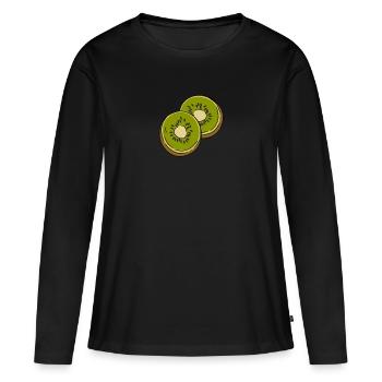 kiwi - T-shirt manches longues Premium bio Femme - noir - Devant - Julia (174cm)