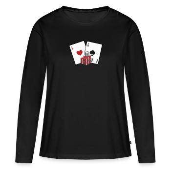 Cartes de joueur de poker poker - T-shirt manches longues Premium bio Femme - noir - Devant - Julia (174cm)