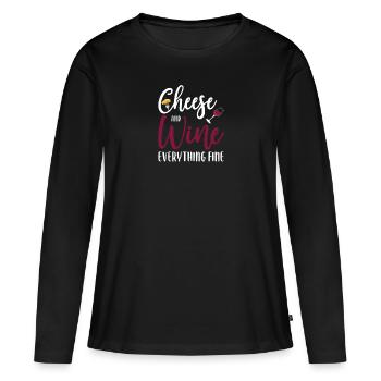 Plateau de fromages Fromages Fromages laitiers - T-shirt manches longues Premium bio Femme - noir - Devant - Julia (174cm)