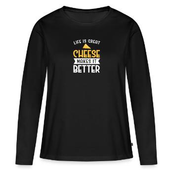 Plateau de fromages Fromages Fromages laitiers - T-shirt manches longues Premium bio Femme - noir - Devant - Julia (174cm)