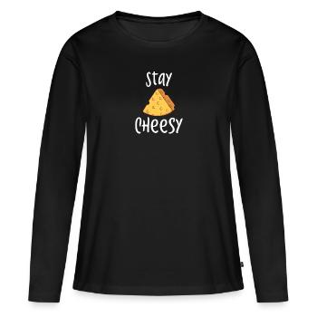 Plateau de fromages Fromages Fromages laitiers - T-shirt manches longues Premium bio Femme - noir - Devant - Julia (174cm)
