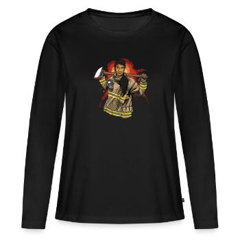 Pompier pompier pompier - T-shirt manches longues Premium bio Femme - noir - Devant - Julia (174cm)