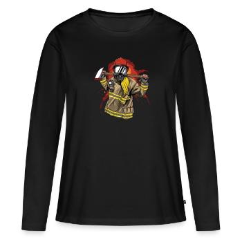 Pompier pompier pompier - T-shirt manches longues Premium bio Femme - noir - Devant - Julia (174cm)