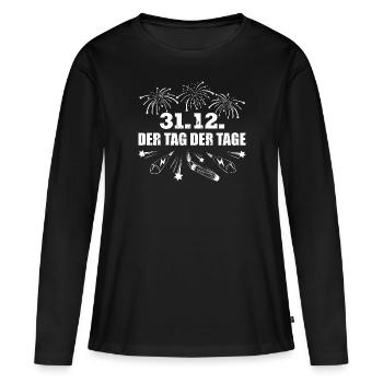 Silvester Feuerwerk Pyro - Frauen Premium Bio Langarmshirt - Schwarz - Vorne - Julia (174cm)