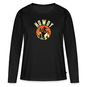 Cowboy Western Country Western Cheval Rodéo - T-shirt manches longues Premium bio Femme - noir - Devant - Julia (174cm)