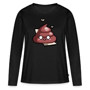 Kawaii Poop Fella lumineux - T-shirt manches longues Premium bio Femme - noir - Devant - Julia (174cm)