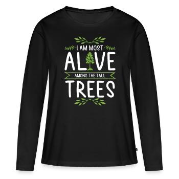 Natur Baum Bäume - Frauen Premium Bio Langarmshirt - Schwarz - Vorne - Julia (174cm)