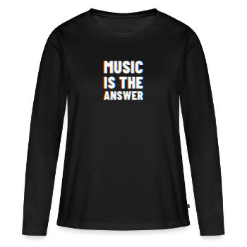 Musique Techno Electro - T-shirt manches longues Premium bio Femme - noir - Devant - Julia (174cm)