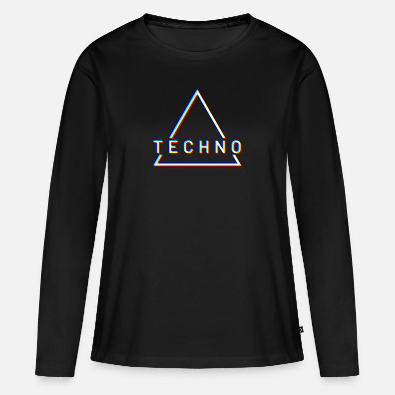 Techno - Frauen Premium Bio Langarmshirt - Schwarz