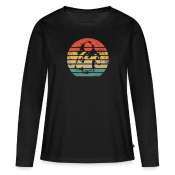 Retro Boxen Boxkampf Vintage Boxer - Frauen Premium Bio Langarmshirt - Schwarz - Vorne - Julia (174cm)