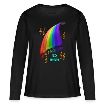 Arc-en-ciel Arc-en-ciel Arc-en- - T-shirt manches longues Premium bio Femme - noir - Devant - Julia (174cm)