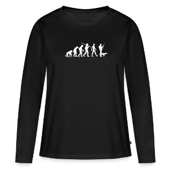 Jaeger Evolution Jäger - Frauen Premium Bio Langarmshirt - Schwarz - Vorne - Julia (174cm)