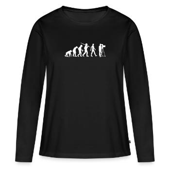 Cameraman Evolution Cameraman - T-shirt manches longues Premium bio Femme - noir - Devant - Julia (174cm)