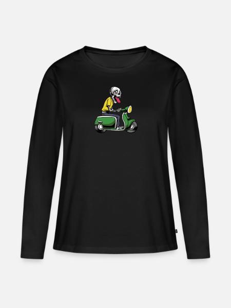 Motorroller Mofa Moped Roller - Frauen Premium Bio Langarmshirt - Schwarz
