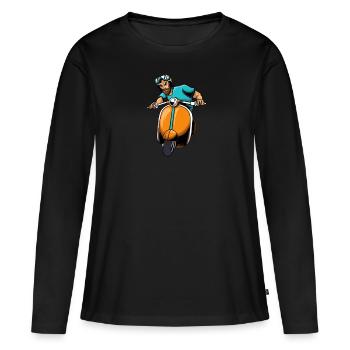Scooter scooter mobylette scooter - T-shirt manches longues Premium bio Femme - noir - Devant - Julia (174cm)