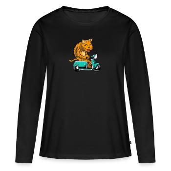 Scooter scooter mobylette scooter - T-shirt manches longues Premium bio Femme - noir - Devant - Julia (174cm)
